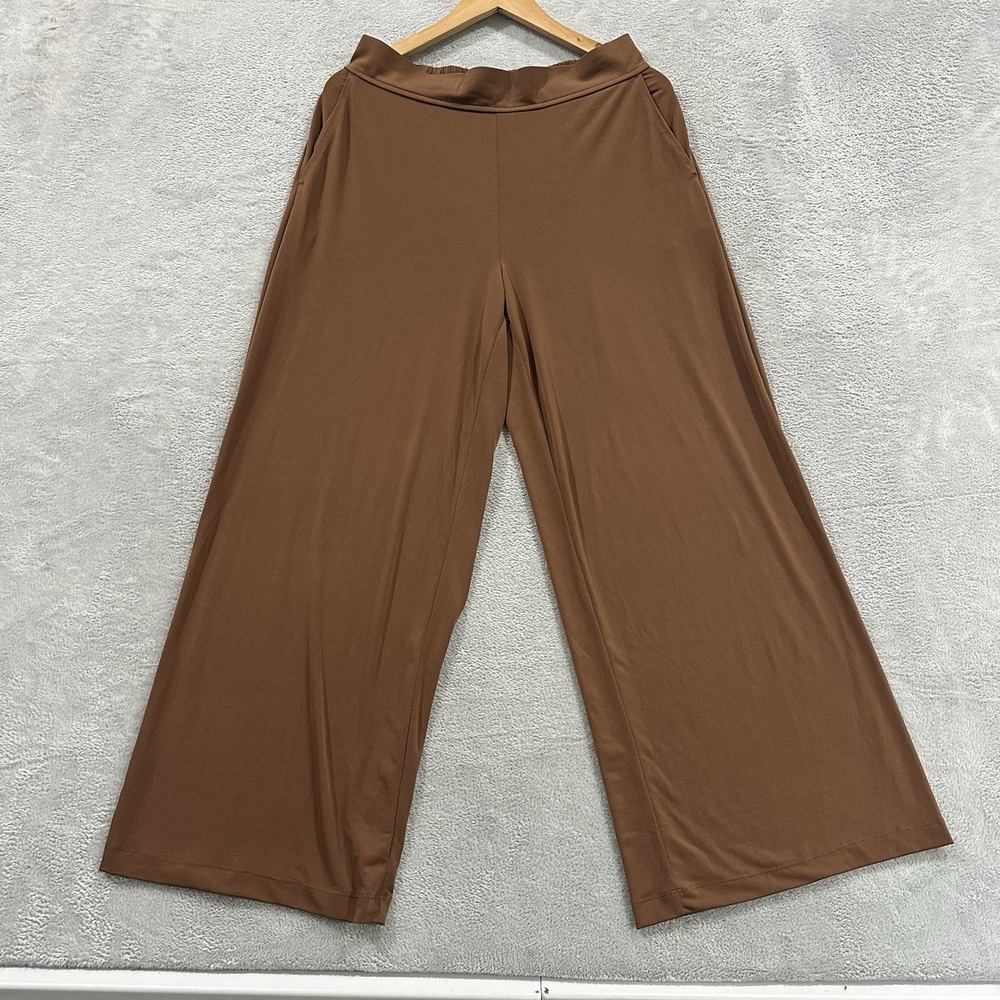 Three Dots Wide Leg Pants Women's M Brown Tan Summer Boho Lounge